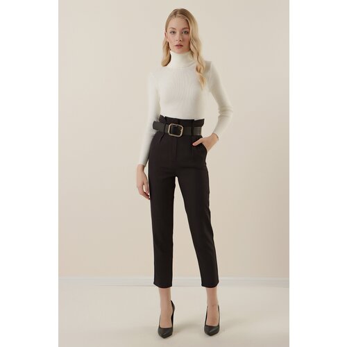 Bigdart 6556 Belted Fabric Trousers - Black Cene