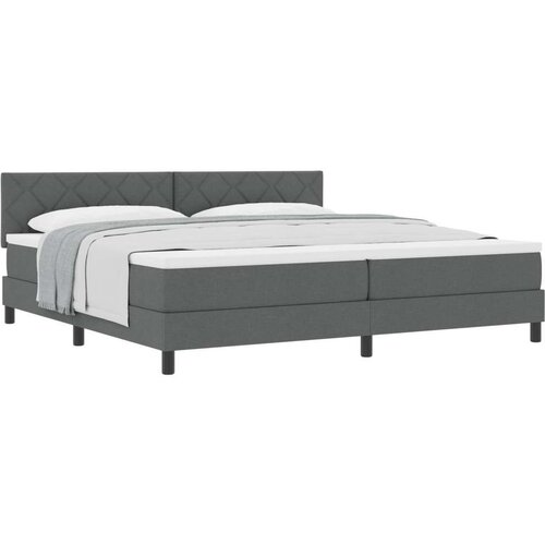 vidaXL Postelja s vzmetnico Temno siva 200x200 cm Tkanina Cene