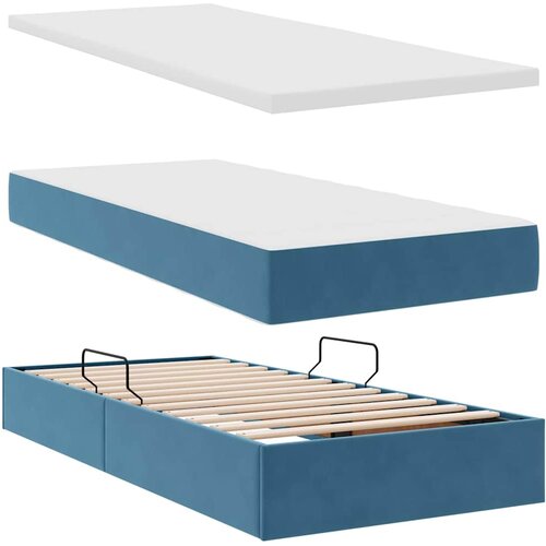  LED krevet za pohranu s madracem Tamno plava 100 x 200 cm Slike