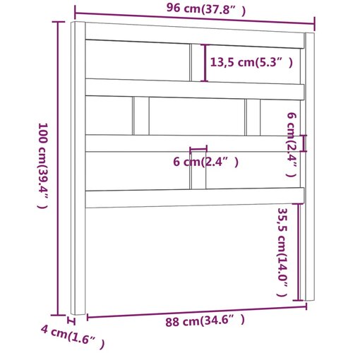  Uzglavlje za krevet boja meda 96 x 4 x 100 cm masivna borovina Slike
