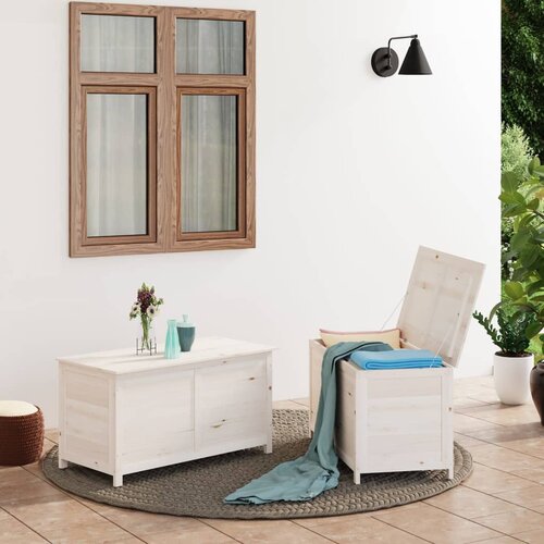 VidaXL Zunanja &amp;scaron;katla za blazine bela 100x50x56 cm trden les jelke Slike