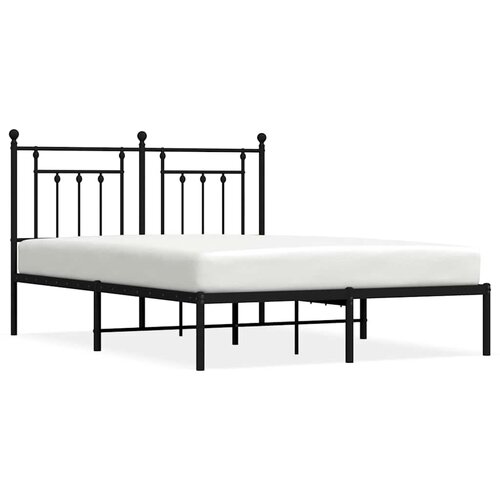 Maison Chic Kovinski Posteljni Okvir - Dvoposteljna postelja z vzglavjem črn 150x200 cm, (22080623) Cene