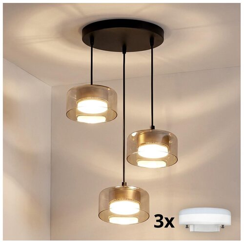 Brilagi LED RGB prigu&amp;scaron;iva luster AURA LUX 3xGX53/14W/230V Wi-Fi Tuya crna/zlatna Slike