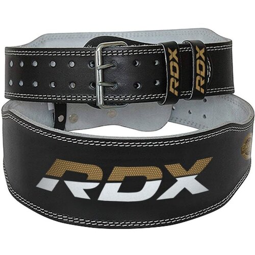 RDX Sports Fitness remen 6&amp;ldquo; Leather Black/Gold Slike