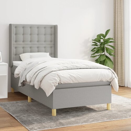 The Living Store Box spring postelja z vzmetnico svetlo siva 80x200 cm blago - Box Spring Postelja, (21520593) Slike