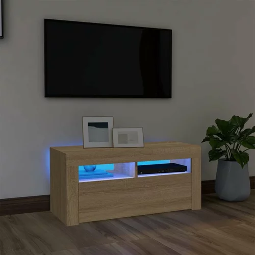TV ormarić s LED svjetlima boja hrasta sonome 90 x 35 x 40 cm