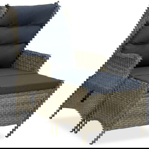 vidaXL nastavljiv vrtni stol s stolčkom za noge poli ratan rjav Cene