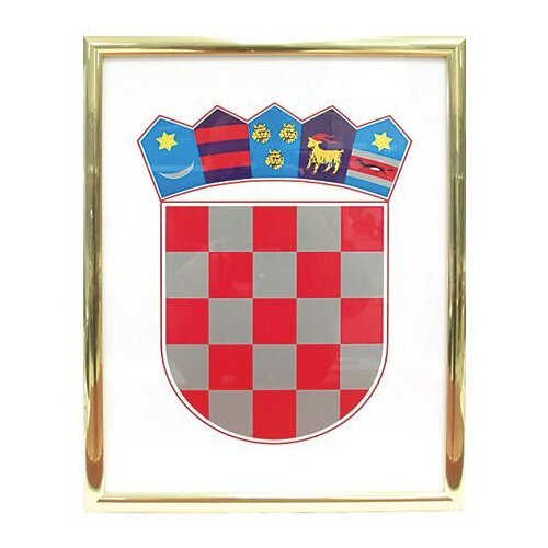 FOTEX Grb Republike Hrvatske metalni okvir srebrni, 30x40 cm Slike