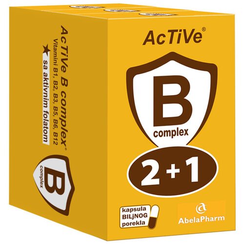 Abela pharm Active B-Complex sa folatom, 30 kapsula 2+1 GRATIS Cene