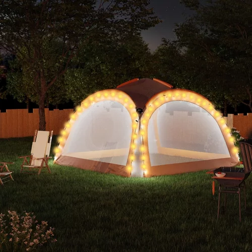 In Šator za zabave s 4 bočna zida LED 3,6x3,6x2,3 m sivo-narančast