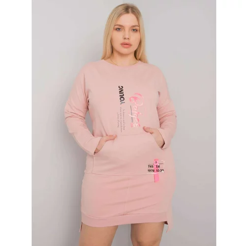 Fashion Hunters Larger pink women's dress of a larger size with a pocket