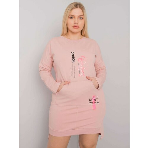Fashion Hunters Dusty pink women's plus size dress with pocket Slike