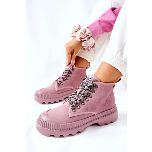 Kesi Leather Trapper Boots Big Star II274367 Pink