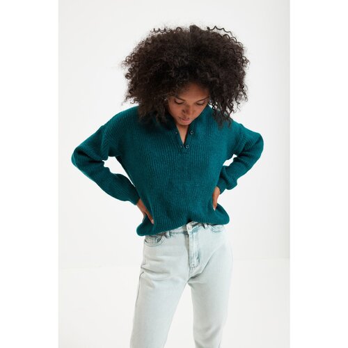 Trendyol Green Hooded Knitwear Sweater Slike