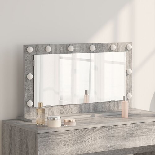 vidaXL Ogledalo za toalet Siva Sonoma Drvo, Staklo 80 x 45 x 18 cm Cijene