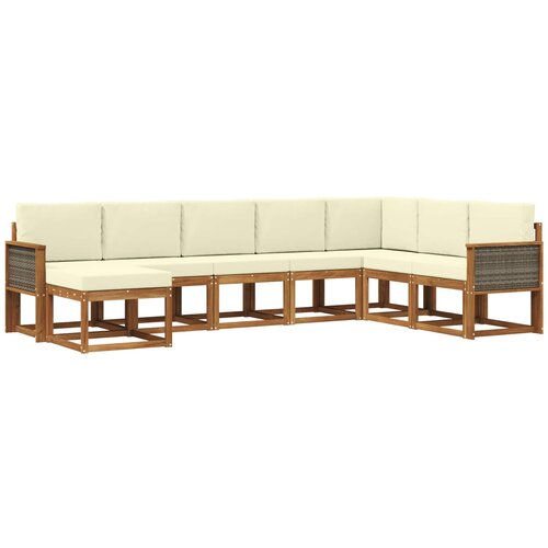 vidaXL Zunanja garnitura za sedenje z blazino 8 pcs Naravna in smetana, (5000281977) Cene