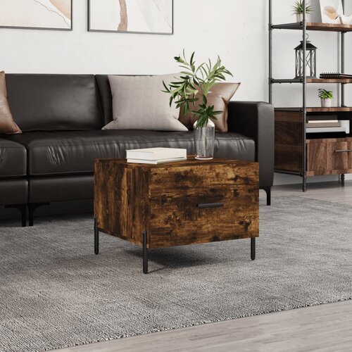 vidaXL Klubska mizica dimljeni hrast 50x50x40 cm inženirski les Cene
