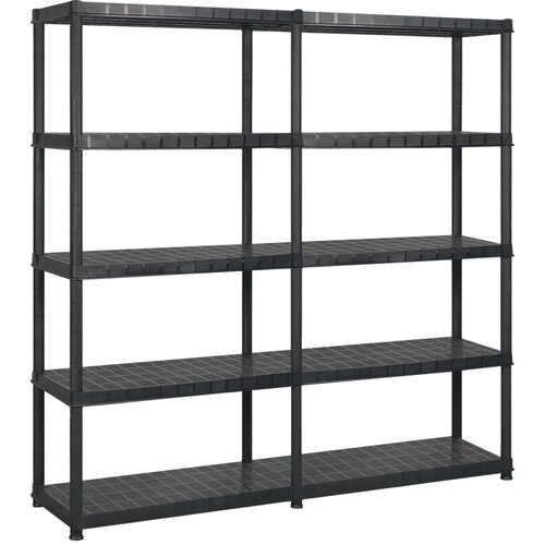 VidaXL Regal s policami 5-nadstropni črn 170x40x185 cm plastika Slike