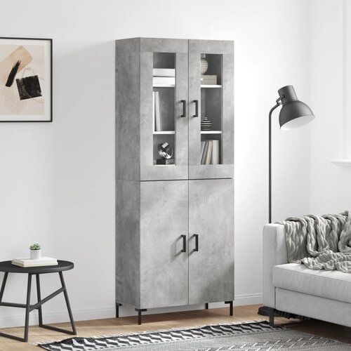 VidaXL Visoka komoda siva betona 69 5x34x180 cm od konstruiranog drva Slike