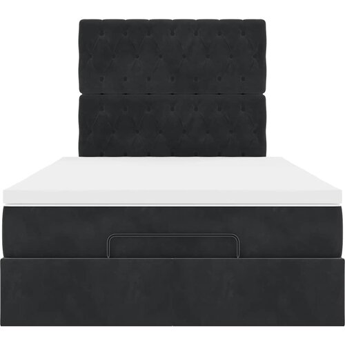  Otomanski krevet madracem i LED crna 120x190 cm tkanina Slike