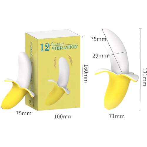 Lonelyi Lonely - vodoodporen vibrator z banano, ki ga je mogoče ponovno napolniti (rumeno-bel) Slike
