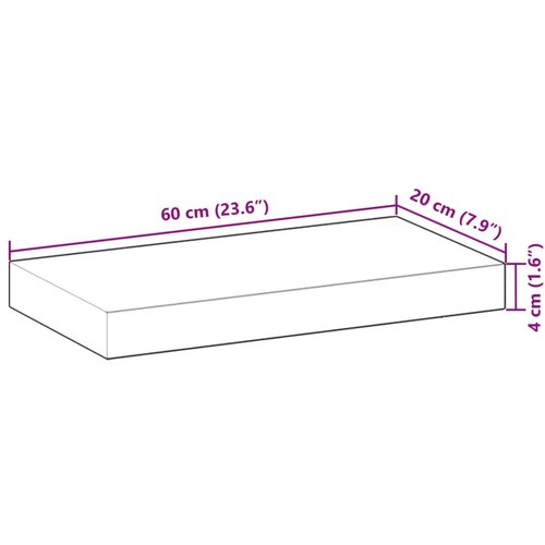  Plutajuće police 3 kom 60x20x4 cm Neobrađeno puno drvo akacije Slike