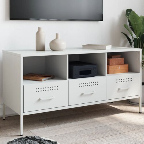 Furnova TV omarica bela 100,5x39x50,5 cm jeklo, (21923855) Cene