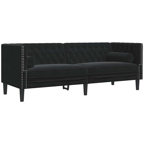  2-dijelni set sofa Chesterfield crni bar&amp;scaron;unasti Slike