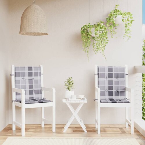  The Living Store Blazine za vrtne stole 2 kosa sive karo 100x50x3 cm oxford - Blazina Za Stol Z Nizkim Naslonjalom, (21456653) Cene