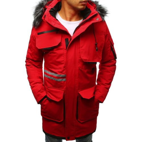DStreet Crvena muška zimska jakna TX3041 crna tamnocrvena | Crveno Slike