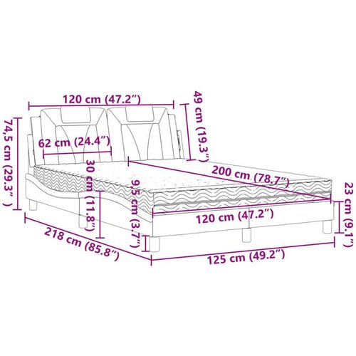  Krevet s madracem boja cappuccina 120 x 200 cm od umjetne kože Slike