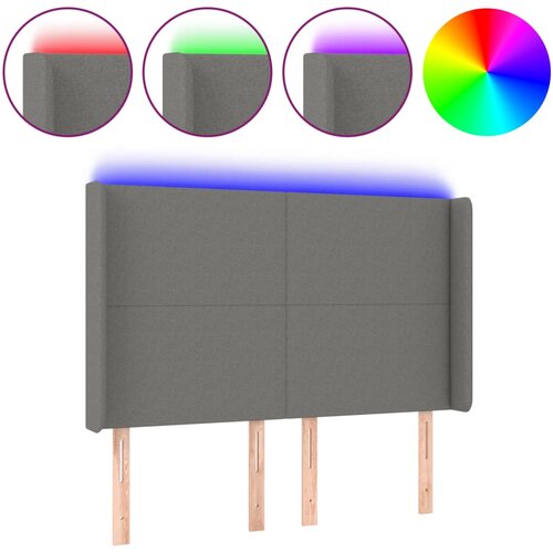 Maison Chic led posteljno vzglavje - vzglavna omarica - nočna omarica temno sivo 147x16x118/128 cm blago, (21709479) Slike