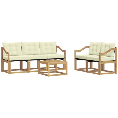vidaXL Zunanja garnitura za sedenje z blazino 6 pcs Bela in krem, (5000281476) Cene