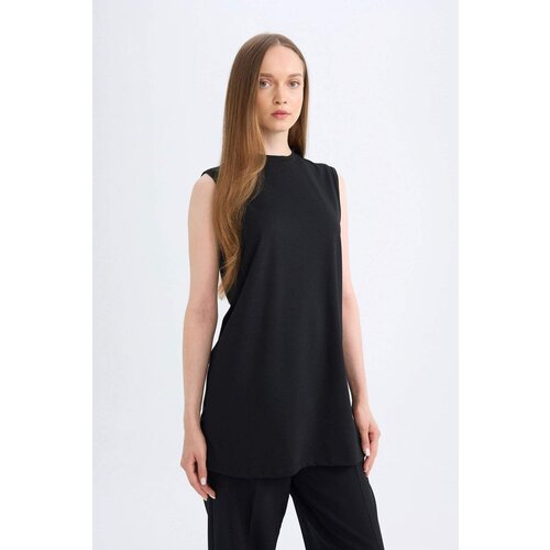 Defacto women's black regular fit crew neck sleeveless basic plain tunic Slike