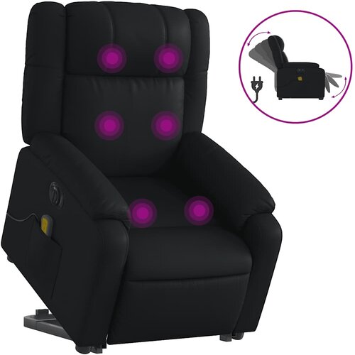 Maison Chic Električni masažni fotelj - Relax naslanjač s funkcijo vstajanja črno um. usnje, (22042529) Cene