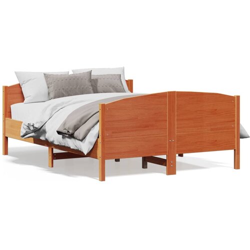  The Living Store Posteljni okvir brez vzmetnice vo&amp;scaron;čeno rjav 135x190 cm borovina - Posteljni Okvir, (21501221) Slike