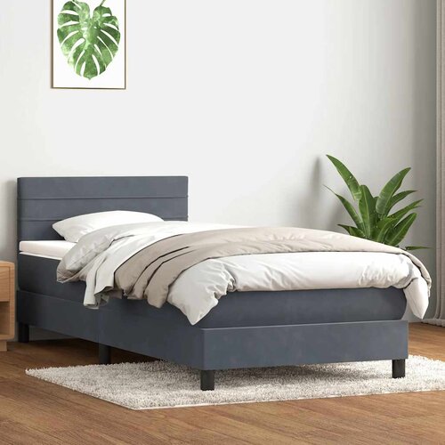 vidaXL Box Spring postelja z vzmetnico Temno siva 80x220 cm Velvet Cene