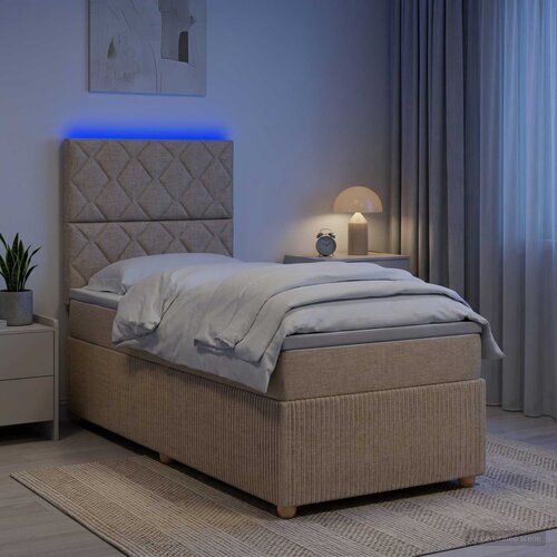  LED okvir za krevet s madracem Krem 90 x 200 cm Tkanina Slike