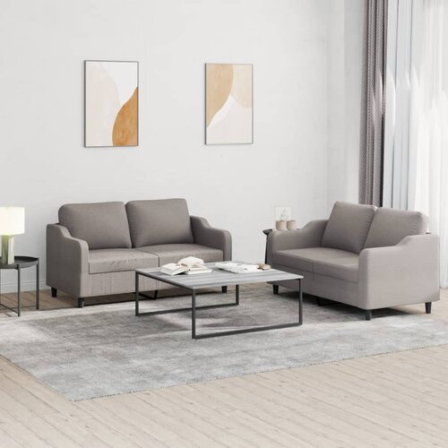  2-dijelni set sofa s jastucima smeđesivi od tkanine Cijene