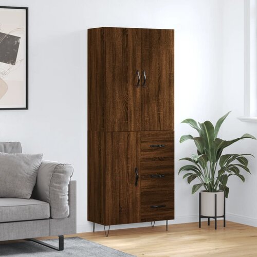  The Living Store Visoka komoda rjav hrast 69,5x34x180 cm inženirski les - Visoka Omara, (21454762) Slike