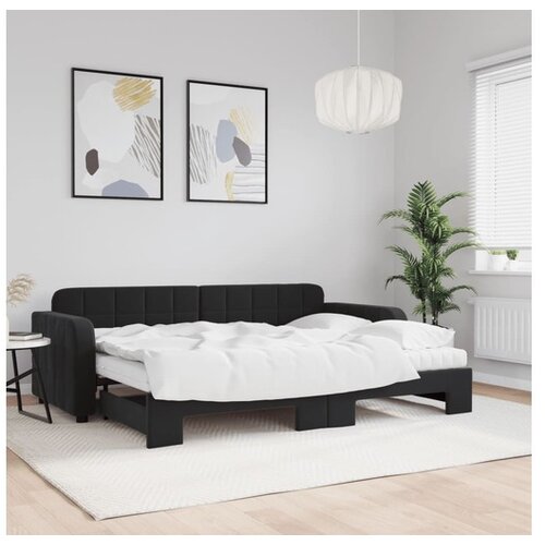 vidaXL Izvlečna dnevna postelja z vzmetnicami črna 80x200 cm Cene