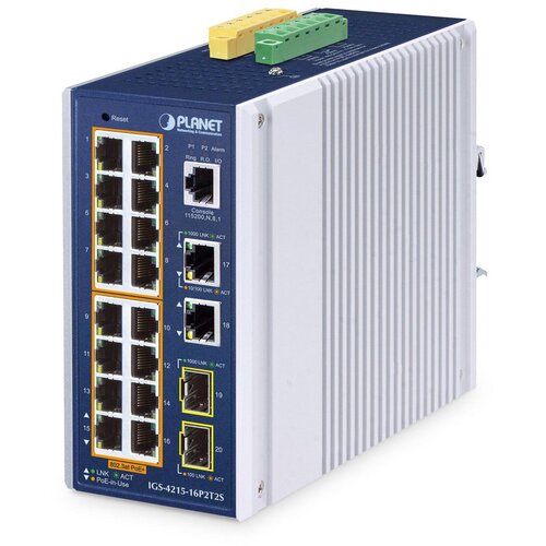  PLANET IP30 Industrial L2 /L4 16-Port Managed L2 /L4 Gigabit Ethernet (10 /100 /1000) Power over Ethernet (PoE) Aluminium, Blue Cijene