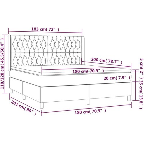  Box spring s madracem LED tamnosivi 180x200 cm tkanina Slike