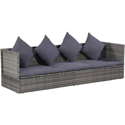 The Living Store Vrtna postelja poli ratan 200x60 cm siva - Vrtna Postelja, (21464225) Slike