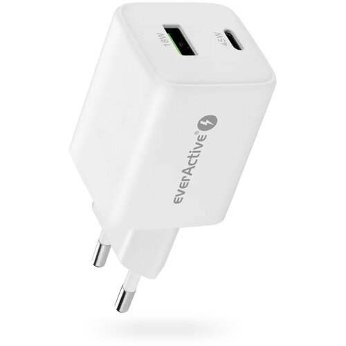 EverActive Charger 1 x USB Quick Charge 4.0, 1 x USB-C 45W white Slike