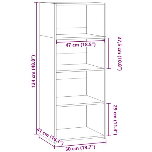  Visoka komoda siva boja hrasta 50x41x124 cm konstruirano drvo Slike