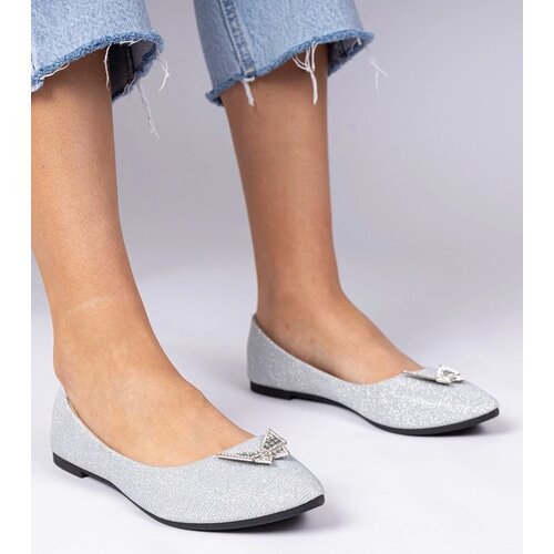 D/CEO marka niezdefiniowana Silver glitter ballet flats with butterfly Denny Slike