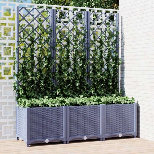  Cvetlično korito z oporno mrežo temno sivo 120x40x136 cm PP, (20601234) Slike