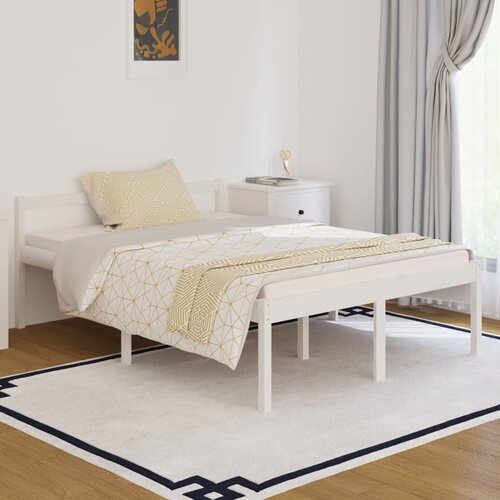 VidaXL Posteljni okvir bel iz borovine 140x190 cm Slike