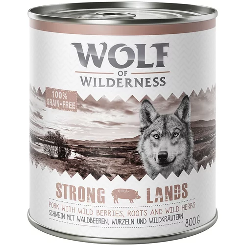 Wolf of Wilderness Adult 6 x 800 g - NOVO: Strong Lands - svinja